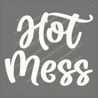 Hot Mess Script in Off-white Digital Design, PNG