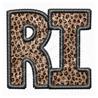 RI Rhode Island Embroidery Leopard Sequin with separate Home Sweet Home Script in Black,  Digital Design, PNG