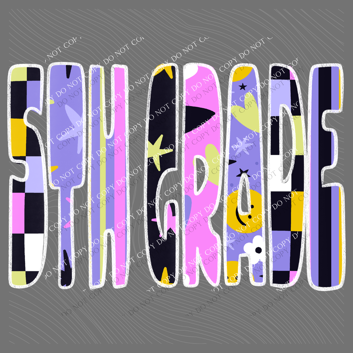 5th Grade Happy Days Doodle Back to School Digital Design, PNG