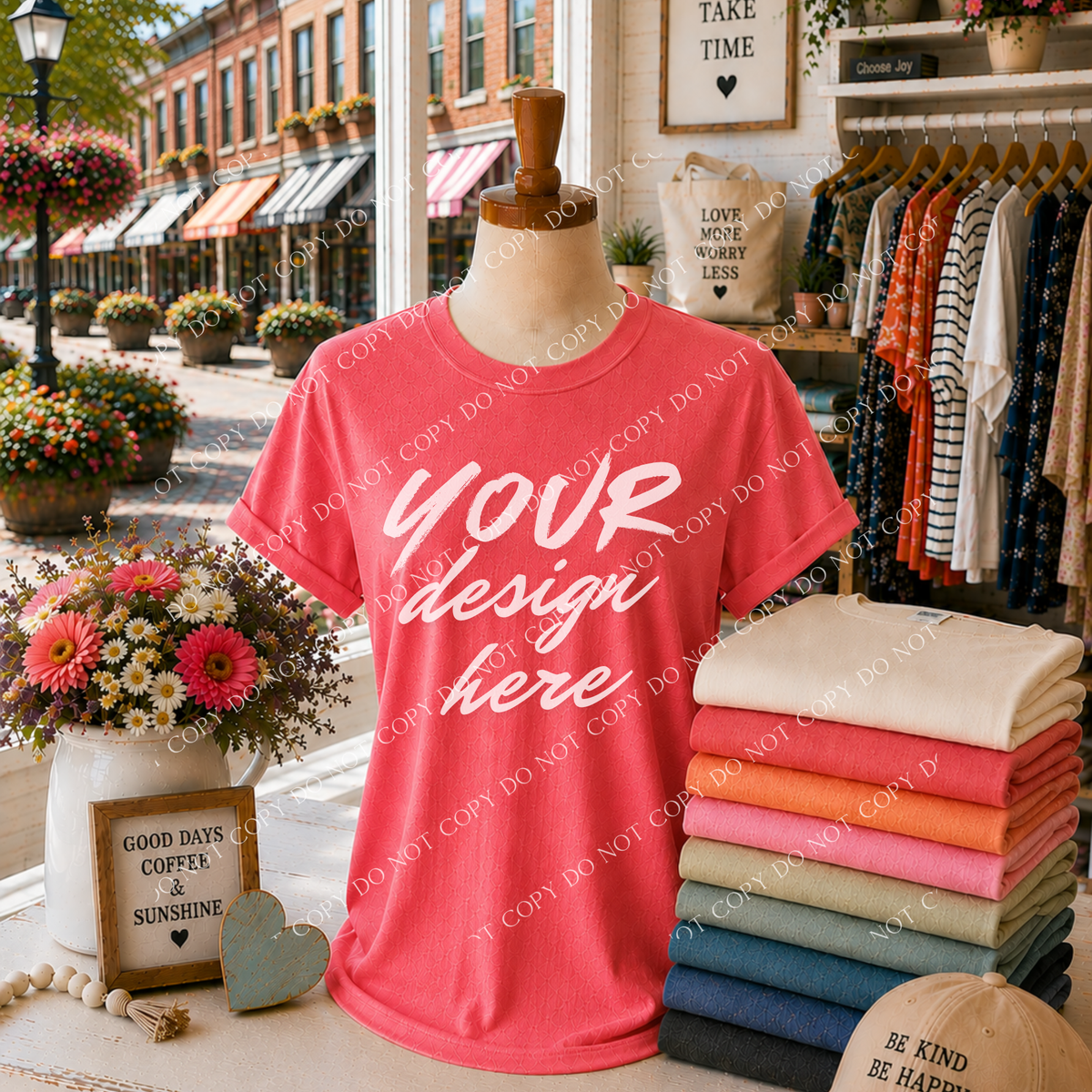 Blank Everyday Boutique Mockup, Comfort Colors 1717 Watermelon