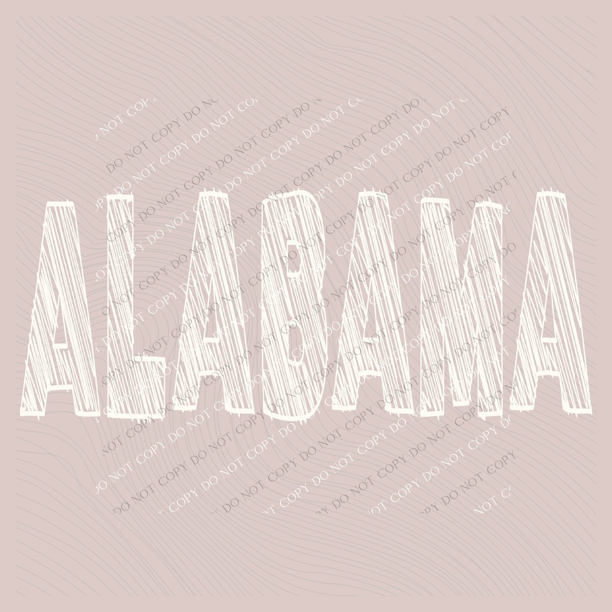 Alabama Scribble in Cream White Digital Design, PNG