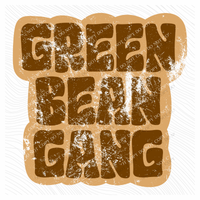 Green Bean Gang Retro Shadow Brown Distressed Digital Design, PNG