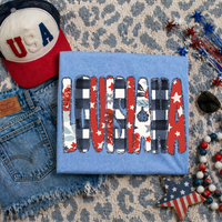 Louisiana Glitter, Floral, Gingham & Stars Patriotic Digital Design, PNG