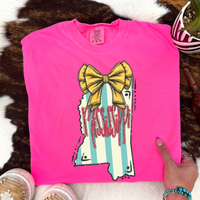 Mississippi Glitter Bow & Stripes Coquette Digital Design, PNG
