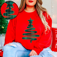 Squiggle Tree Green Plaid & Glitter Digital Download, PNG