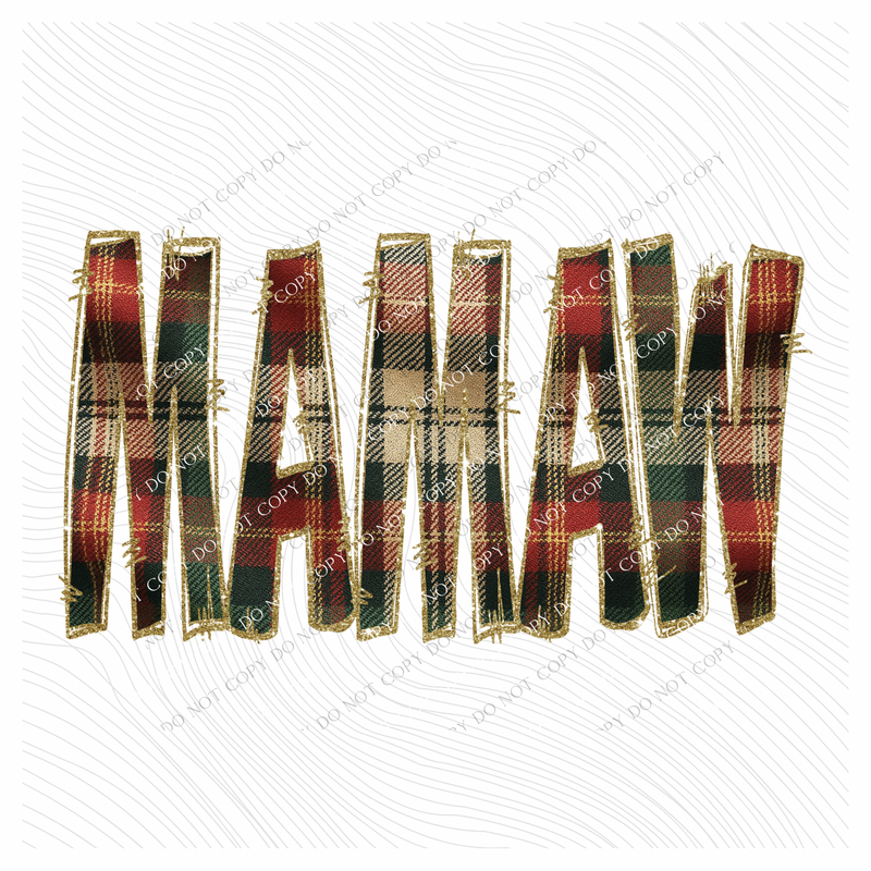 Mamaw Glitter & Plaid Digital Download, PNG
