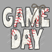 Game Day Baseball Stitch Leopard Bow Doodle Distressed Digital Design, PNG