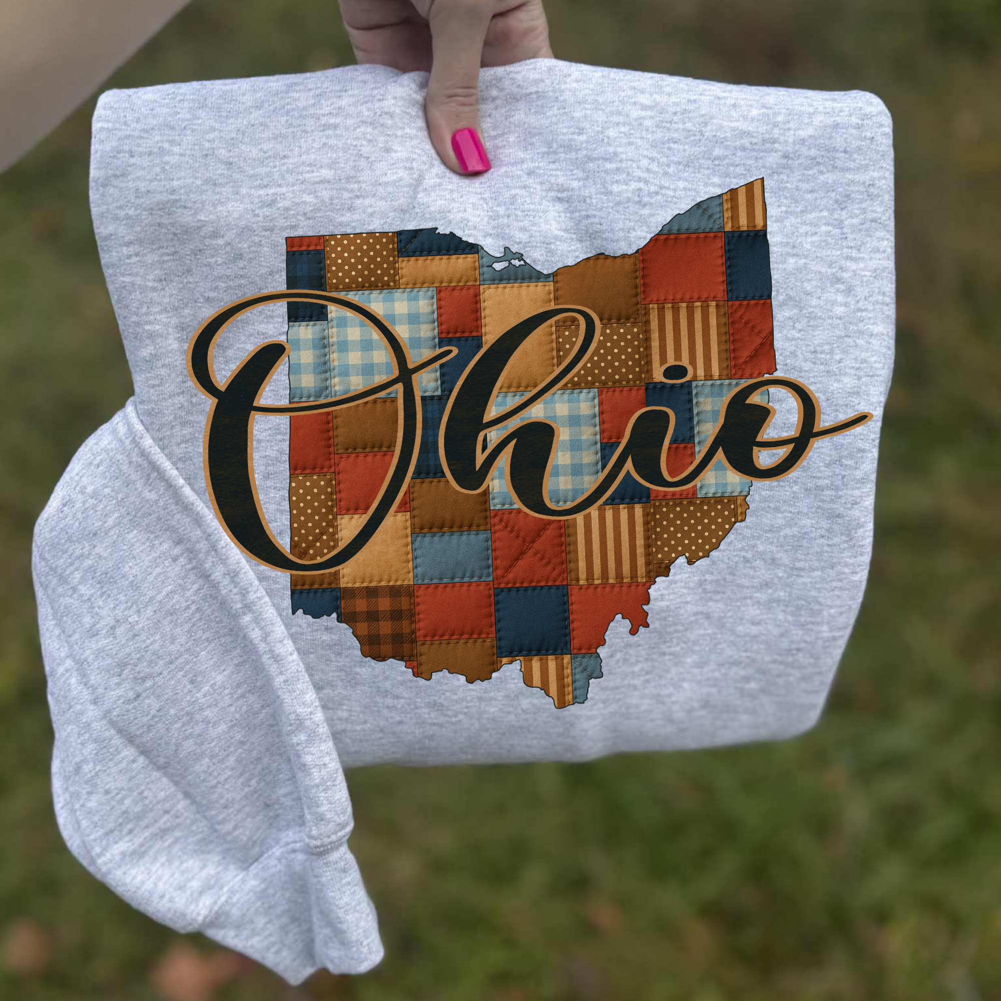 Ohio Quilted Script State Digital Design, PNG – Grove 123 Designs