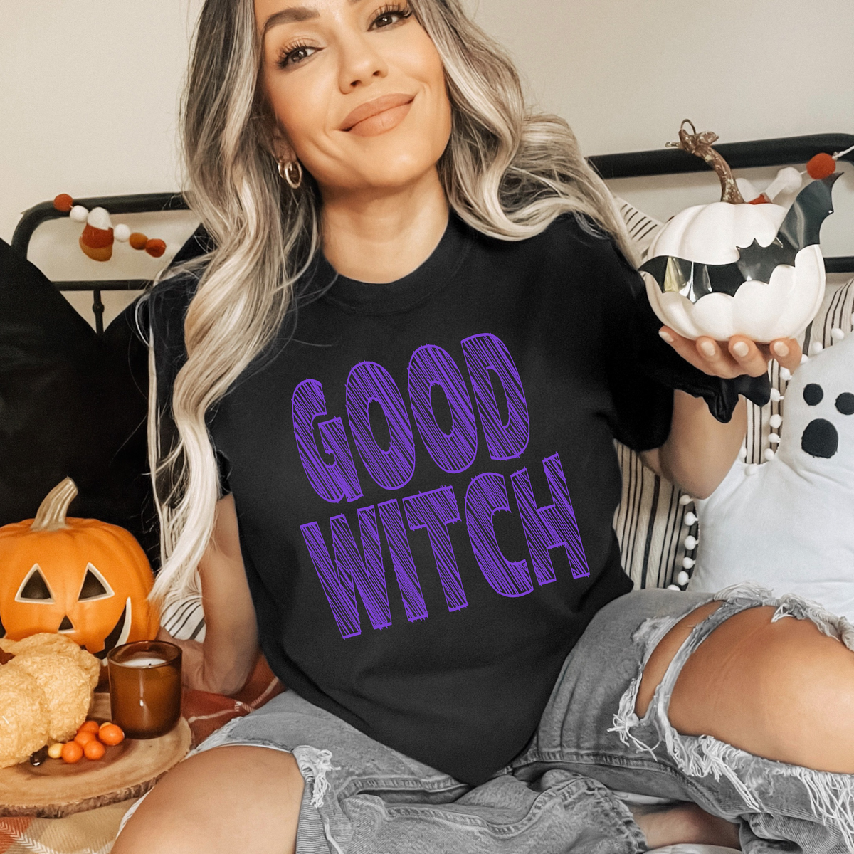 Good Witch Scribble in Purple Fall Halloween Digital Design, PNG