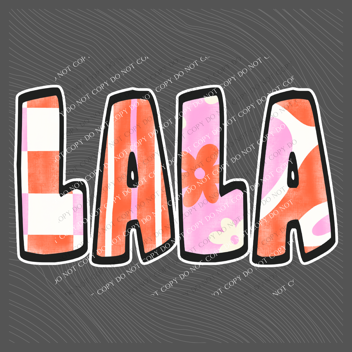Lala Retro Distressed Pink & Red Patchwork Digital Design, PNG