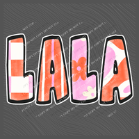 Lala Retro Distressed Pink & Red Patchwork Digital Design, PNG