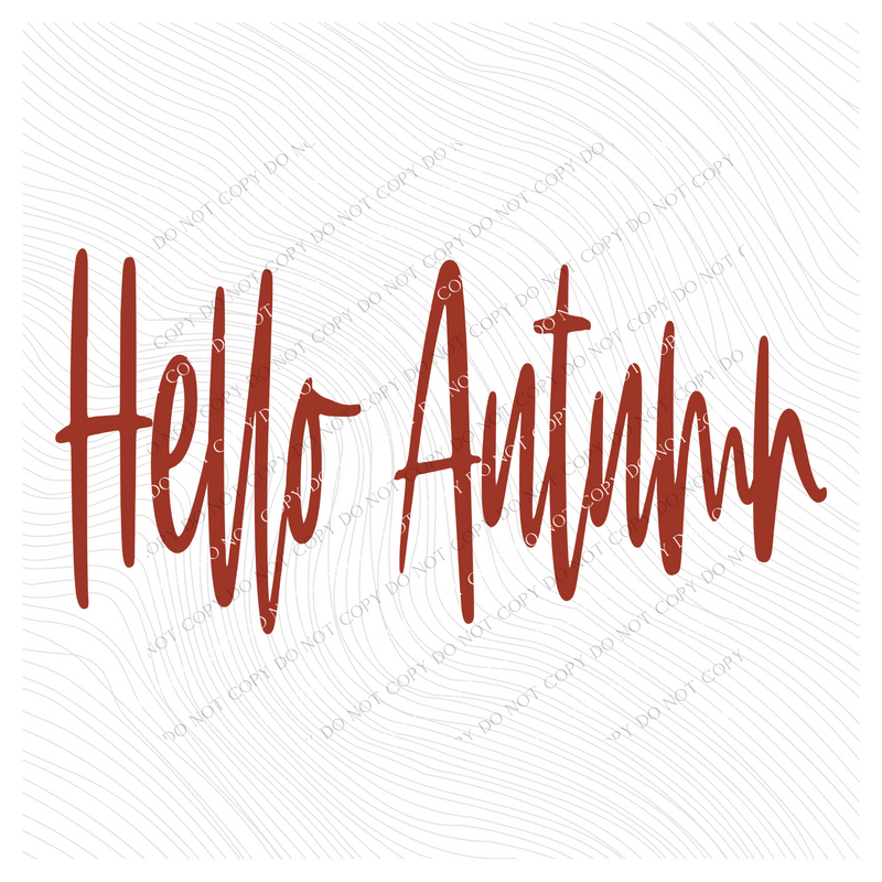 Hello Autumn Script in Rust Digital Download, PNG