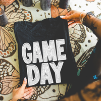 Game Day Faux Embroidery Sequin in White Digital Design, PNG