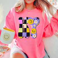 KY Kentucky Groovy Happy Neon Checkers Digital Design, PNG