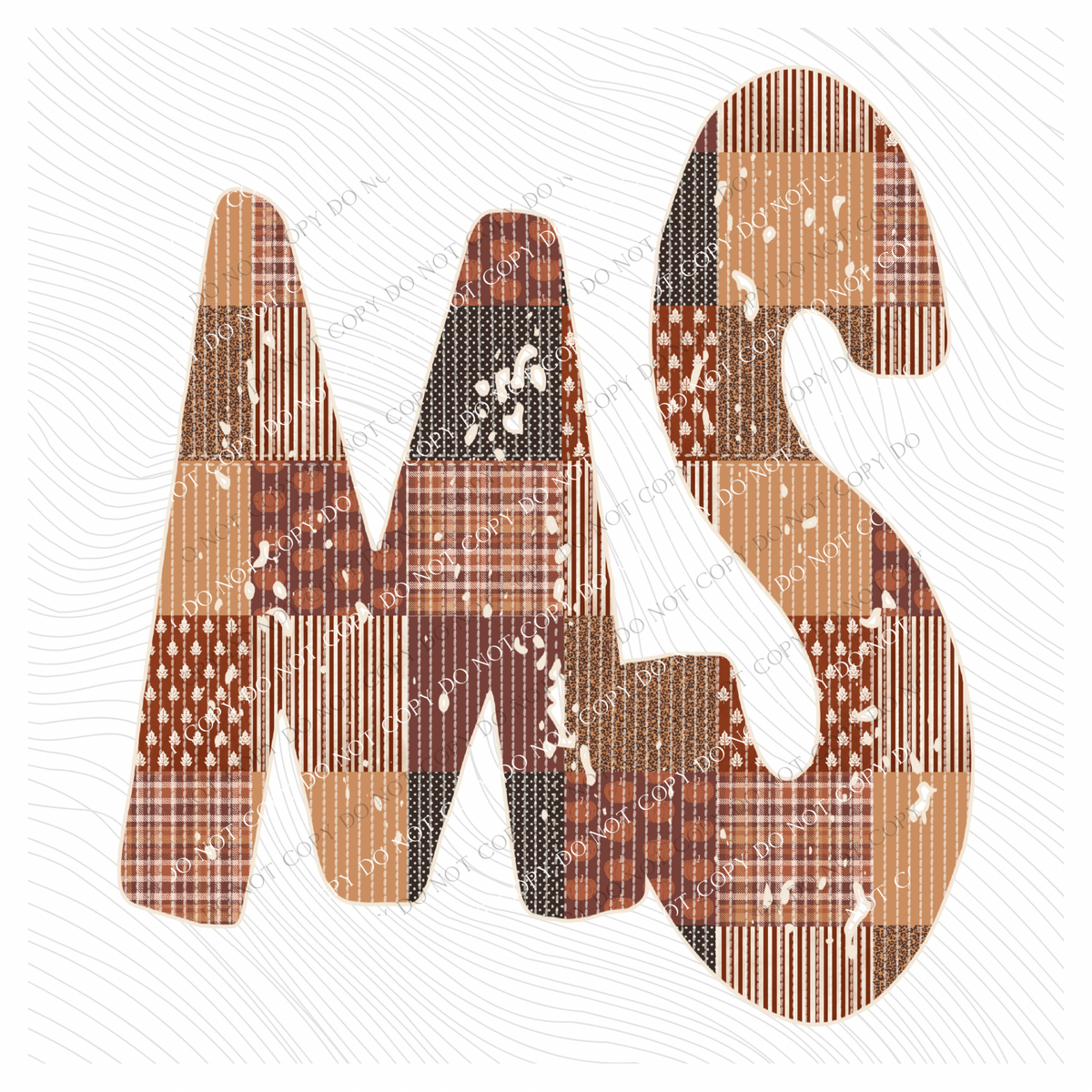 Mississippi MS Autumn Pumpkins Quilted Distressed Digital Design in Browns, PNG
