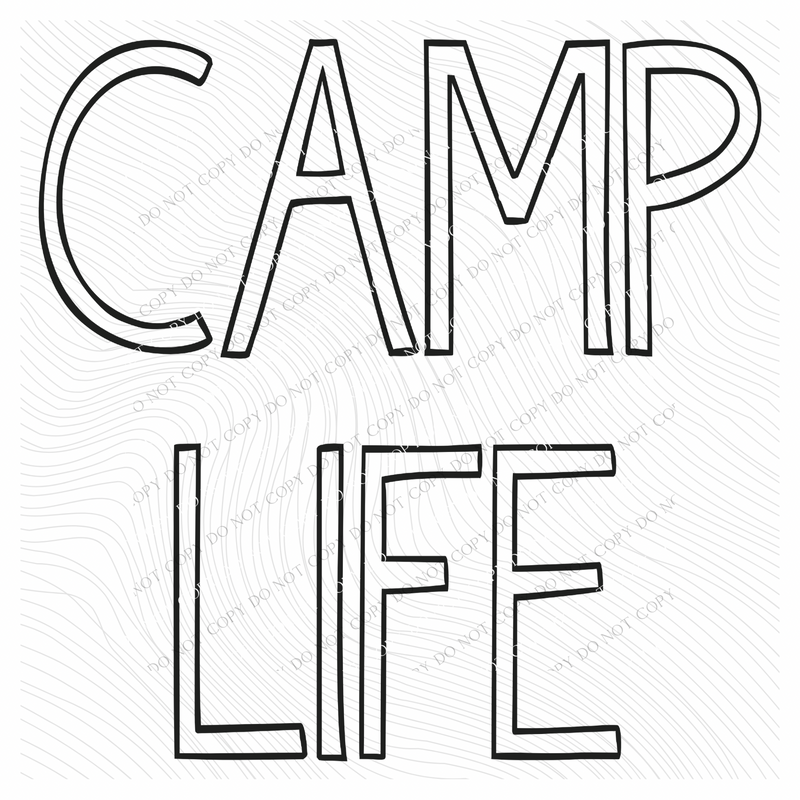 Camp Life Simple Outline in Black Digital Design, PNG