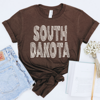 South Dakota Scribble in Cream White Digital Design, PNG