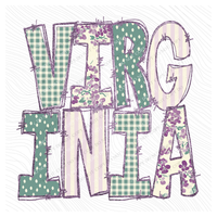Virginia Floral & Glitter Doodle Digital Design, PNG