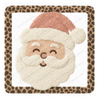 Santa 3D Leopard Square Chenille Patch Style Digital Download, PNG