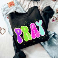 Pray Neon Chalky Splatter Digital Design, PNG