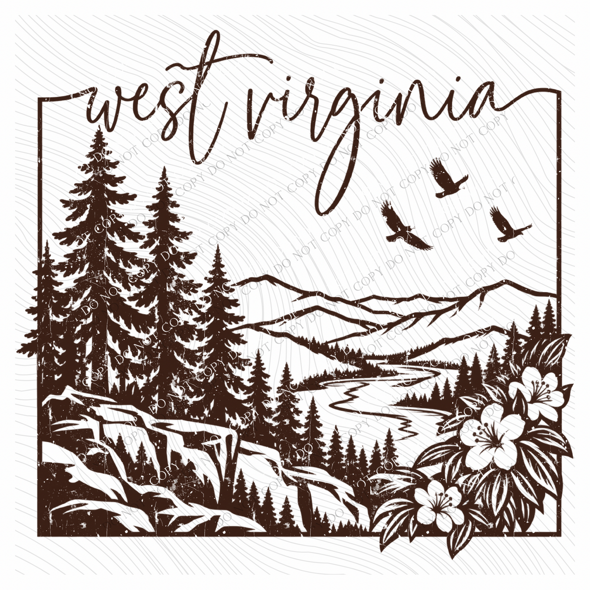 States Nature Scenery Silhouette (includes both brown & cream with purchase) Digital Design, PNG