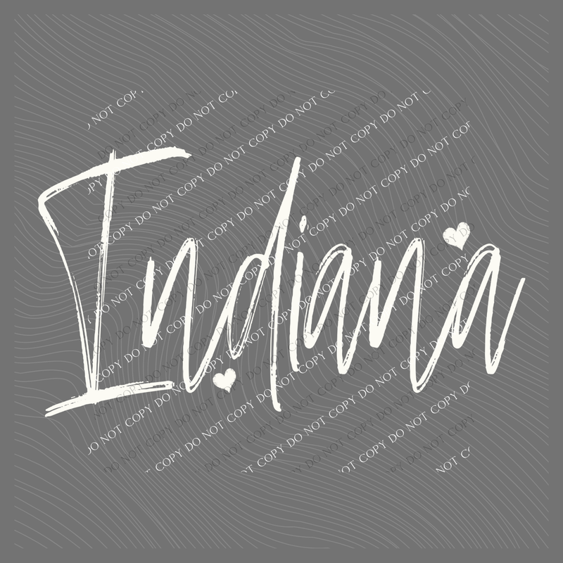 Indiana Sketched Script Hearts in Off-white Digital Design, PNG