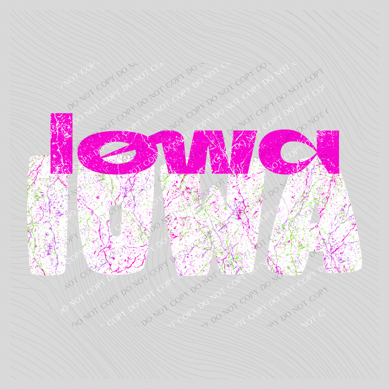 Iowa Crackle in Neons & White Digital Design, PNG