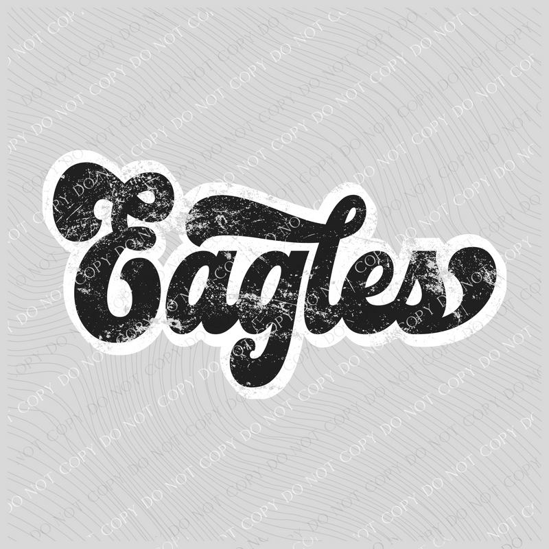 Eagles Vintage Black & White Retro Shadow Distressed Digital Download, PNG