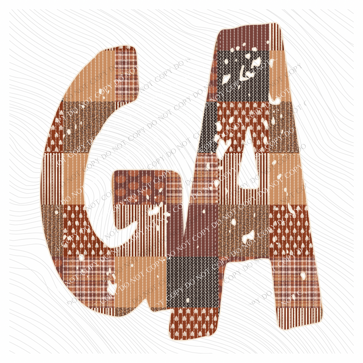 Georgia GA Autumn Pumpkins Quilted Distressed Digital Design in Browns, PNG