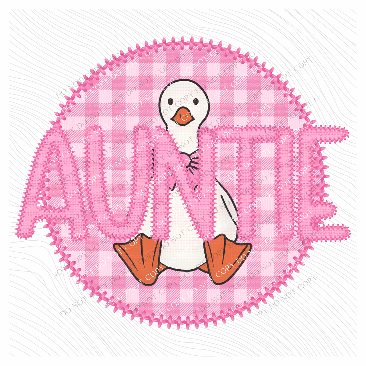 Auntie Goose Faux Embroidery Stitch Gingham Texture Circle Pink Digital Design, PNG
