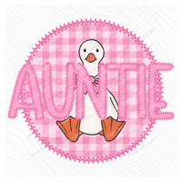 Auntie Goose Faux Embroidery Stitch Gingham Texture Circle Pink Digital Design, PNG