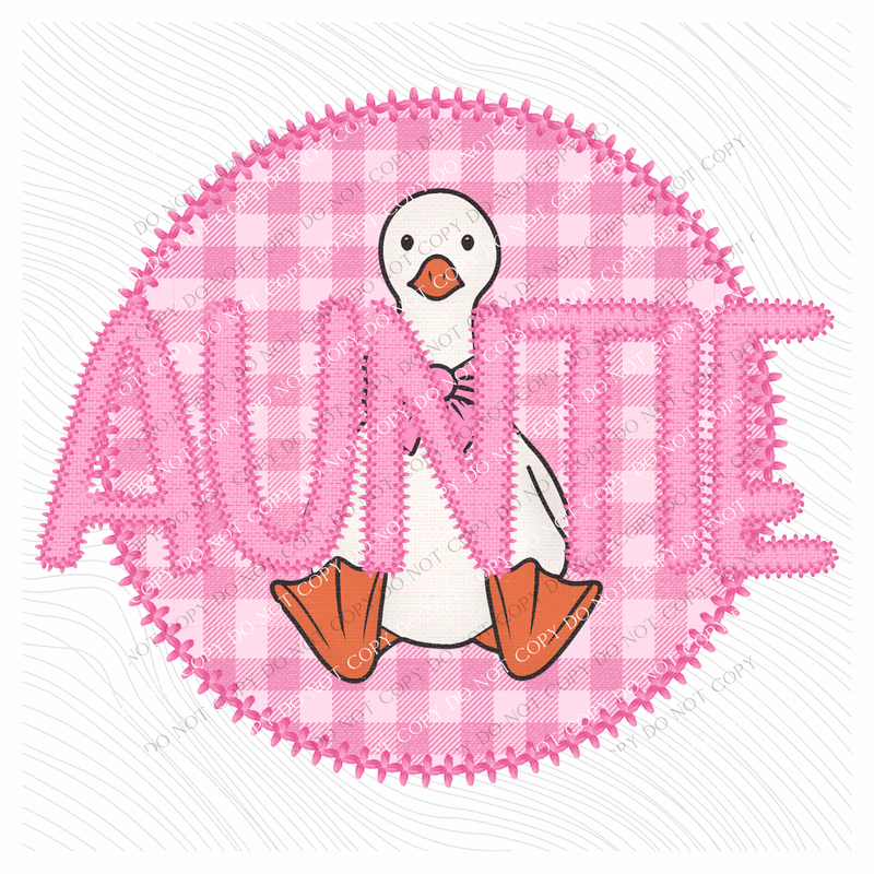 Auntie Goose Faux Embroidery Stitch Gingham Texture Circle Pink Digital Design, PNG