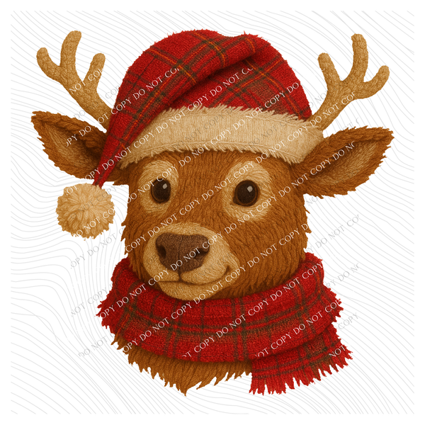 Reindeer Plaid Knit Digital Download, PNG