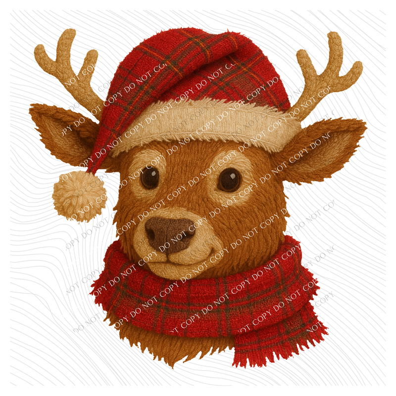 Reindeer Plaid Knit Digital Download, PNG