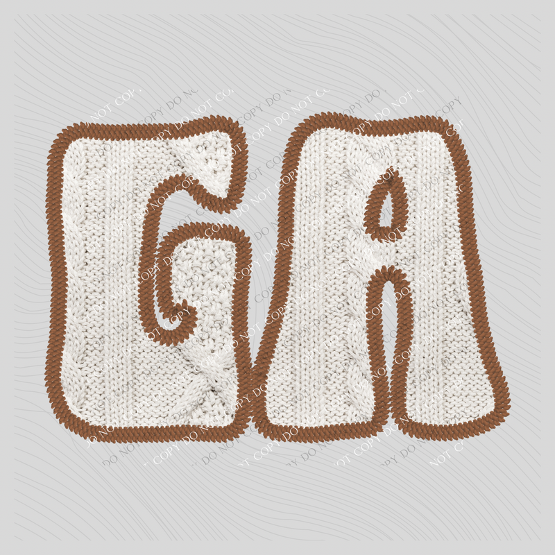 Georgia GA Sweater Patch in Cream & Brown Digital Design, PNG