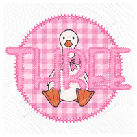 Three Goose Faux Embroidery Stitch Gingham Texture Circle Pink Digital Design, PNG