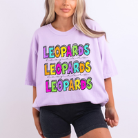 Leopards Bubble Dot Stacked Script Distressed in Neons Digital Design, PNG