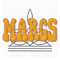 Margs Stitched Drop Shadow with Boot Stitch Digital Design, PNG
