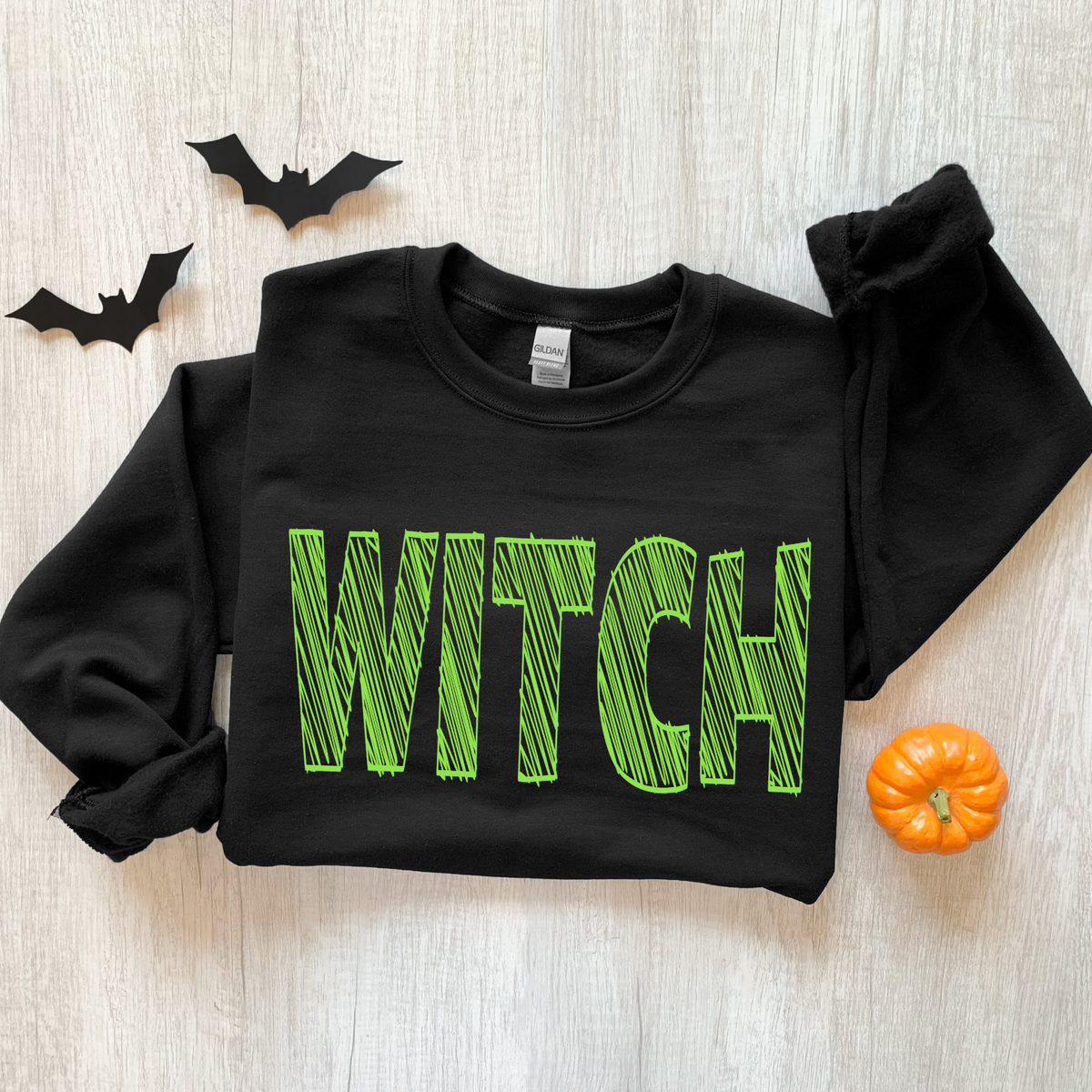 Witch Scribble in Bright Green Fall Halloween Digital Design, PNG