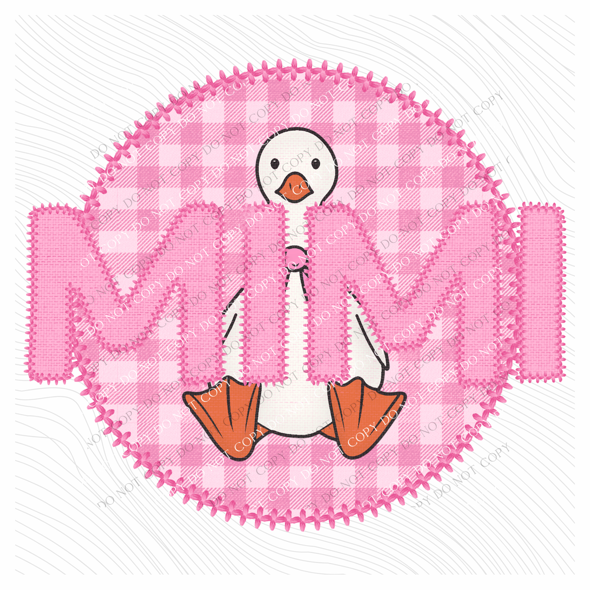 Mimi Goose Faux Embroidery Stitch Gingham Texture Circle Pink Digital Design, PNG