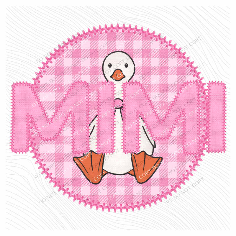 Mimi Goose Faux Embroidery Stitch Gingham Texture Circle Pink Digital Design, PNG