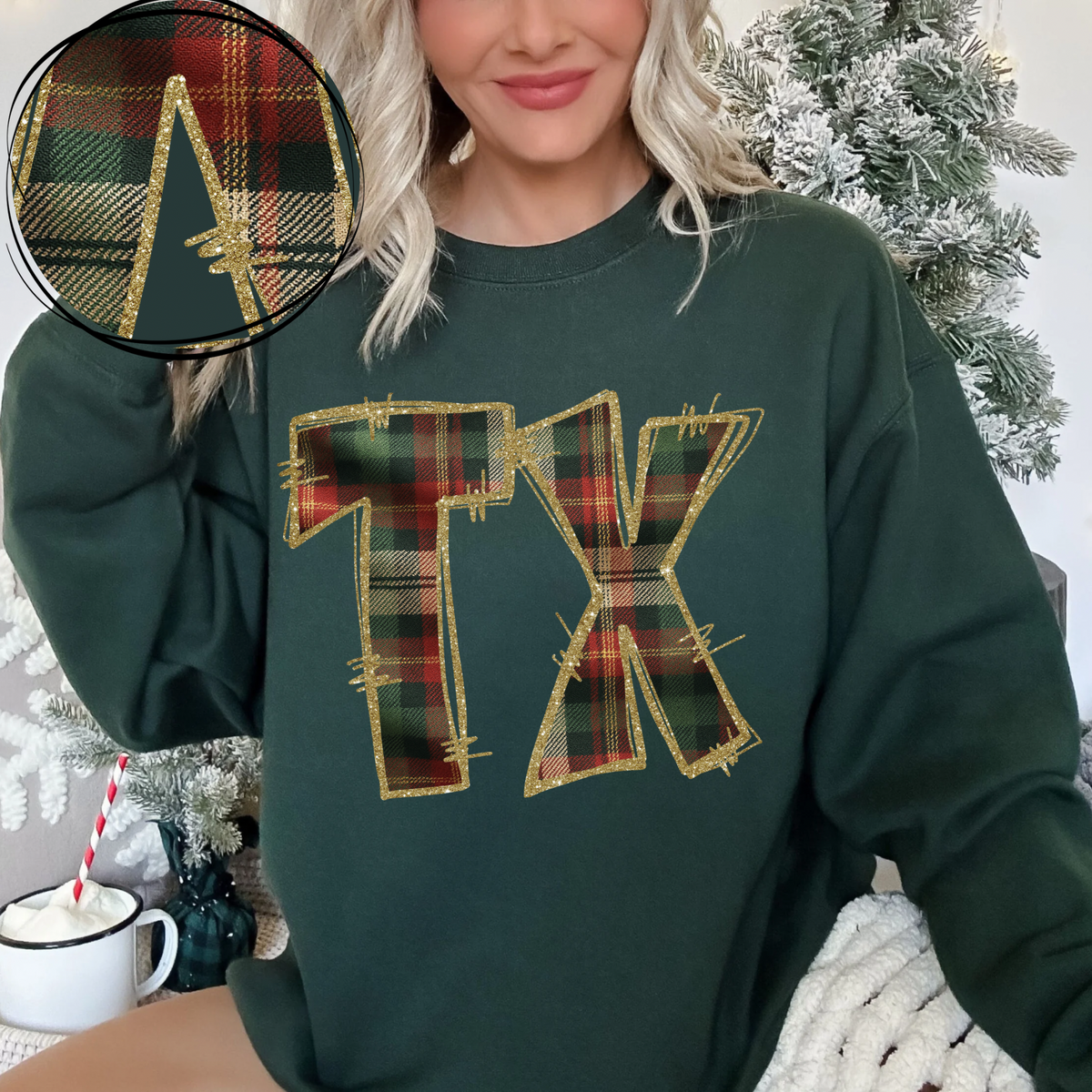Texas Glitter & Plaid Digital Download, PNG