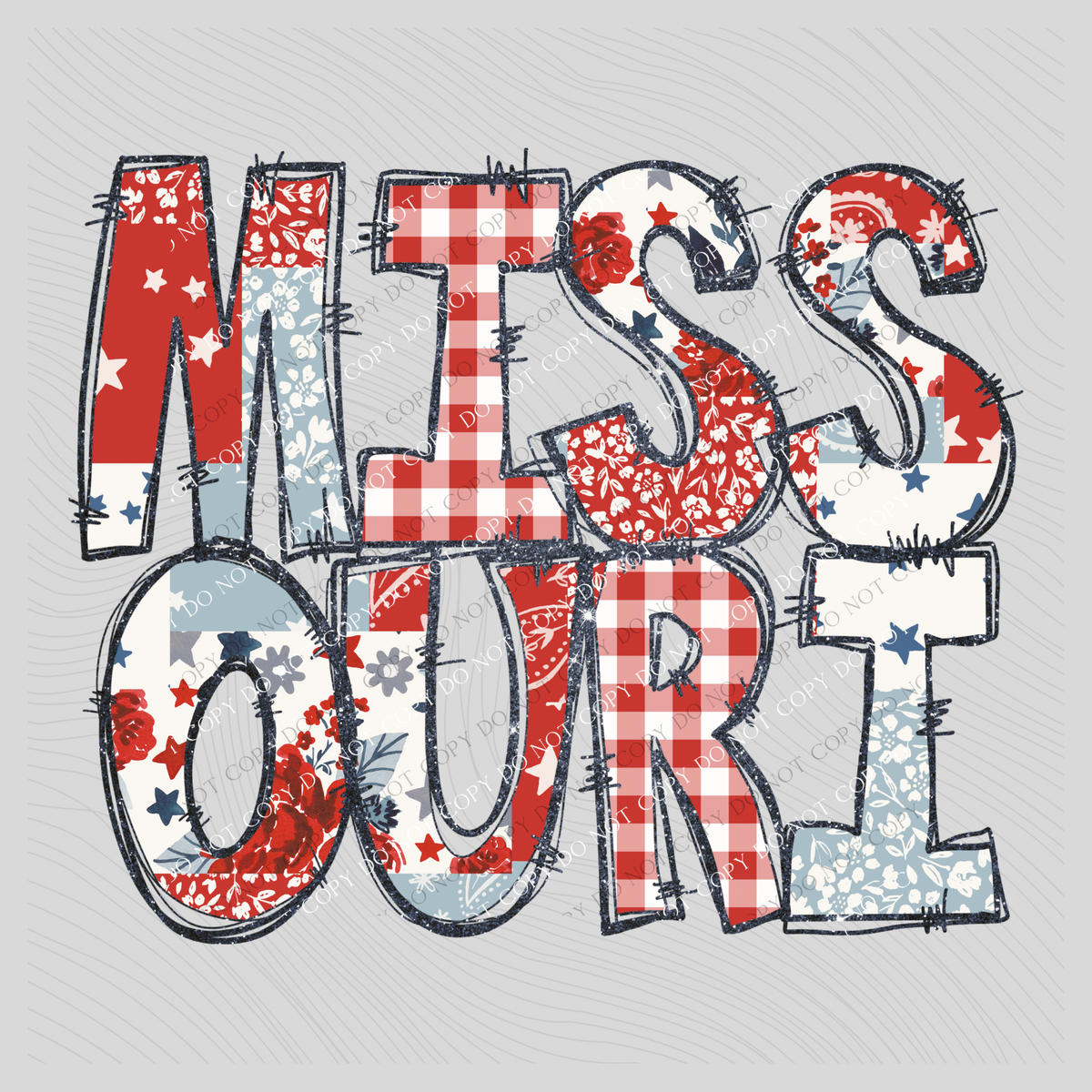 Missouri Doodle Patch & Glitter Digital Design, PNG