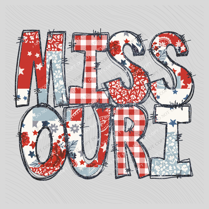 Missouri Doodle Patch & Glitter Digital Design, PNG