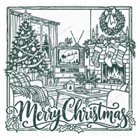 Merry Christmas Vintage Christmas Silhouette Digital Design, PNG