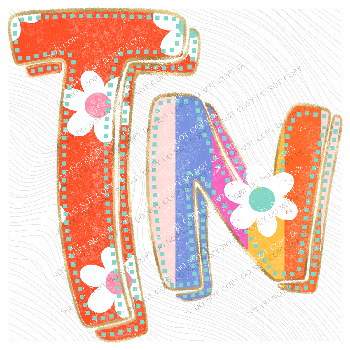 TN Tennessee Flower Power Distressed Doodle Digital Design, PNG