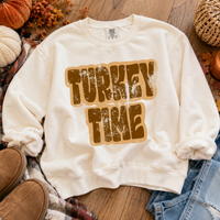 Turkey Time Retro Shadow Brown Distressed Digital Design, PNG