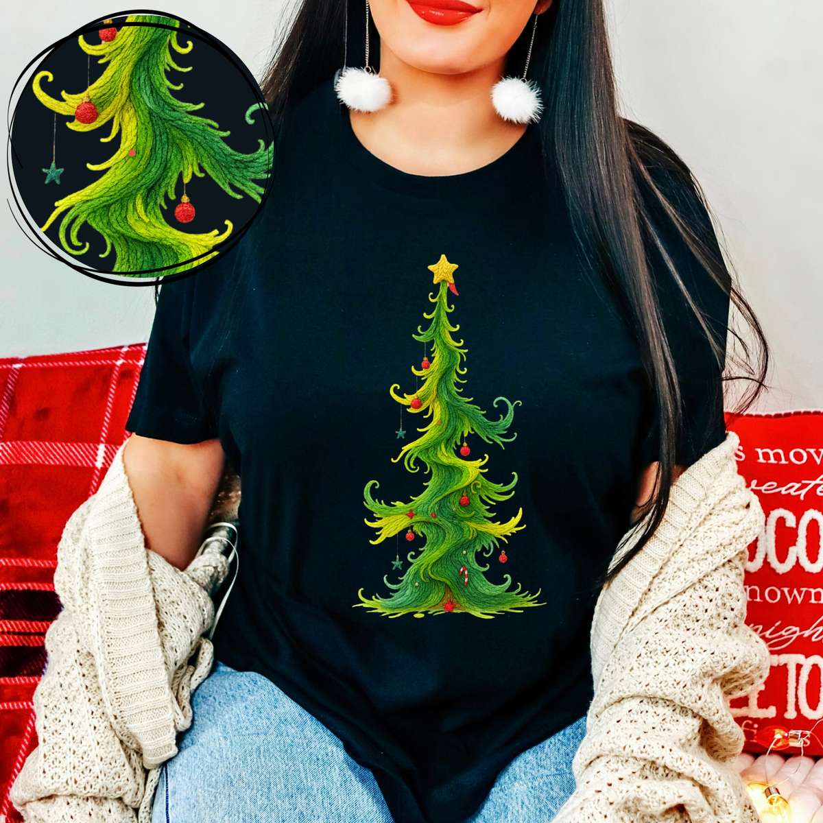 Whimsy Christmas Tree Knitted Digital Download, PNG