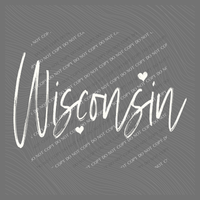 Wisconsin Sketched Script Hearts in Off-white Digital Design, PNG