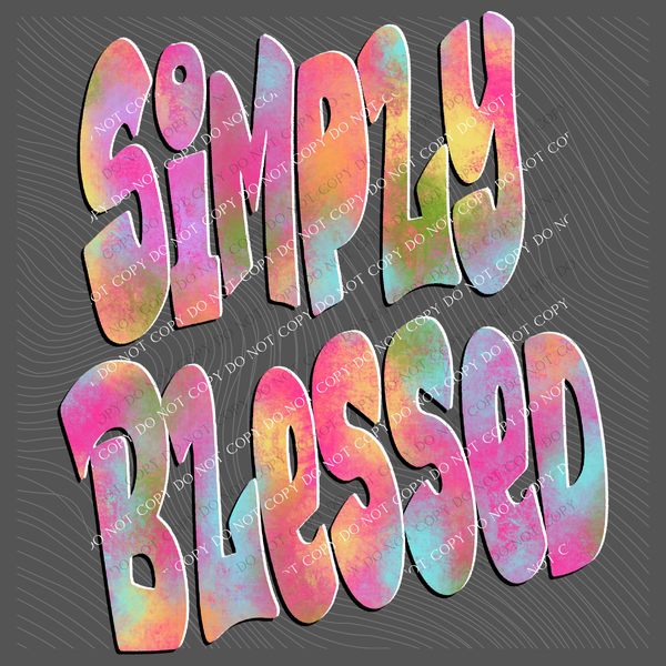 Simply Blessed Retro Shadow Water Colors Digital Design, PNG